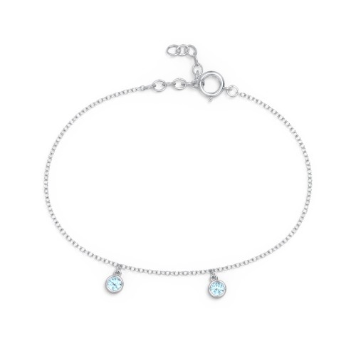 Bezel Set Gemstone Drop Bracelet - 2 Stone
