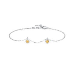 Bezel Set Gemstone Drop Bracelet - 2 Stone in 925 Sterling Silver with Citrine