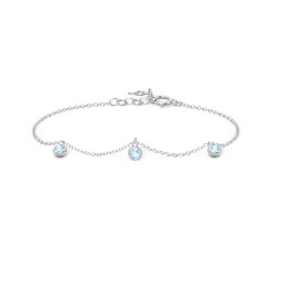 Bezel Set Gemstone Drop Bracelet - 3 Stone in 925 Sterling Silver