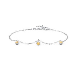 Bezel Set Gemstone Drop Bracelet - 3 Stone in 925 Sterling Silver with Citrine