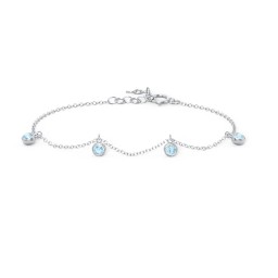 Bezel Set Gemstone Drop Bracelet - 4 Stone in 925 Sterling Silver