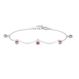 Bezel Set Gemstone Drop Bracelet - 5 Stone