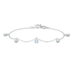 Bezel Set Gemstone Drop Bracelet - 5 Stone in 925 Sterling Silver with Blue Topaz