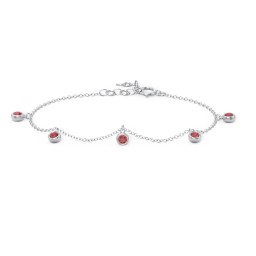 Bezel Set Gemstone Drop Bracelet - 5 Stone in 925 Sterling Silver with Garnet