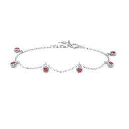 Bezel Set Gemstone Drop Bracelet - 6 Stone