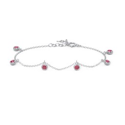 Bezel Set Gemstone Drop Bracelet - 6 Stone