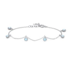 Bezel Set Gemstone Drop Bracelet - 6 Stone in 925 Sterling Silver
