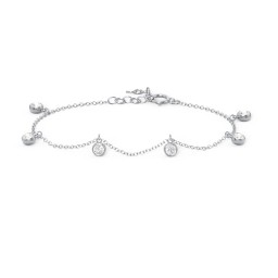 Bezel Set Gemstone Drop Bracelet - 6 Stone in 925 Sterling Silver with Cubic Zirconia