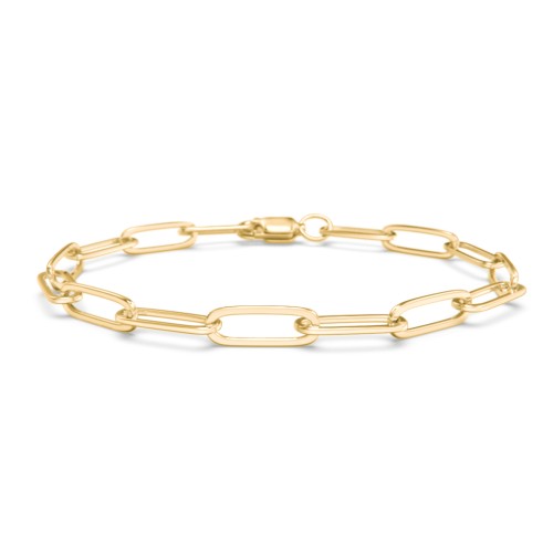 7" Bold Paper Clip Chain Bracelet – 10K Yellow Gold