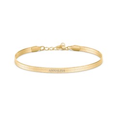 7" Engravable Herringbone Bracelet in Yellow Ion-Plated Steel