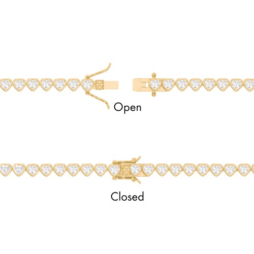 Heart Cubic Zirconia Tennis Bracelet – 18K Gold Plated Silver