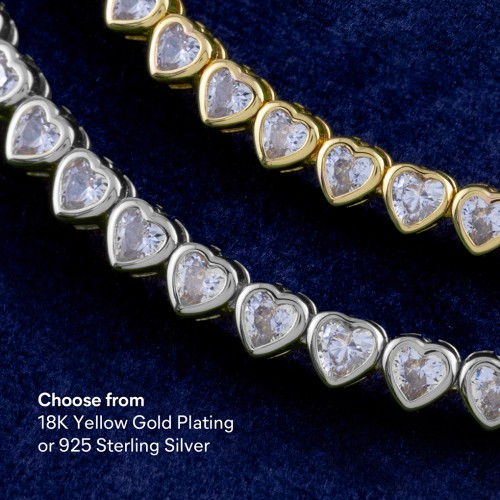 Heart Cubic Zirconia Tennis Bracelet – Sterling Silver