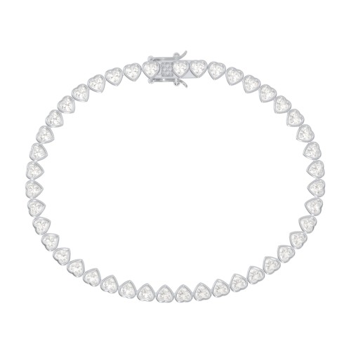 Heart Cubic Zirconia Tennis Bracelet – Sterling Silver