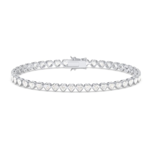 Heart Cubic Zirconia Tennis Bracelet – Sterling Silver
