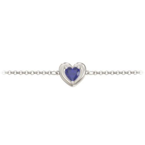Puffy Heart Birthstone Bracelet
