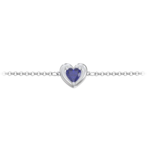 Puffy Heart Birthstone Bracelet
