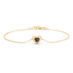 Puffy Heart Birthstone Bracelet in 18K Gold Plated Silver with Smokey Quartz