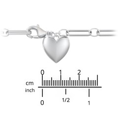 Engravable 7" Puffy Heart Paper Clip Chain Bracelet