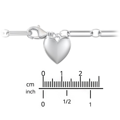 Engravable 7" Puffy Heart Paper Clip Chain Bracelet – 18K Gold Plated Silver