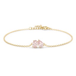 Toi et Moi Oval and Pear Gemstone Bracelet in 18K Gold Plated Silver with Morganite