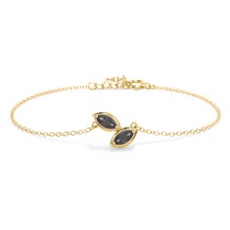 2 Marquise Birthstone Leaf Bracelet in 18K Gold Plated Silver with Smokey Quartz