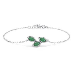 3 Marquise Birthstone Leaf Bracelet