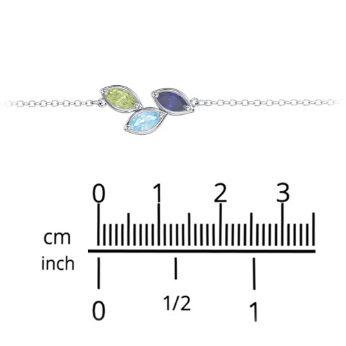 3 Marquise Birthstone Leaf Bracelet