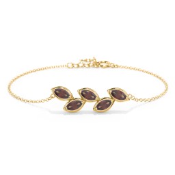 5 Marquise Birthstone Leaf Bracelet in 18K Gold Plated Silver
