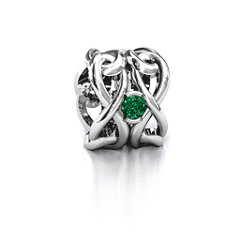 Infinity Locks with Stones Bracelet Charm – Sterling Silver with Emerald, Blue Sapphire, and Ruby