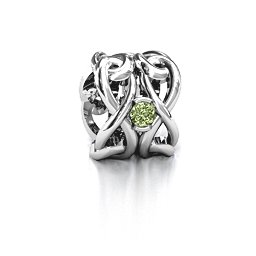 Infinity Locks with Stones Bracelet Charm in 925 Sterling Silver with Peridot