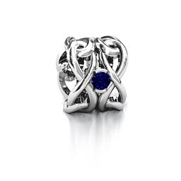 Infinity Locks with Stones Bracelet Charm in 925 Sterling Silver with Blue Sapphire