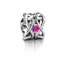 Infinity Locks with Stones Bracelet Charm in 925 Sterling Silver with Pink Tourmaline
