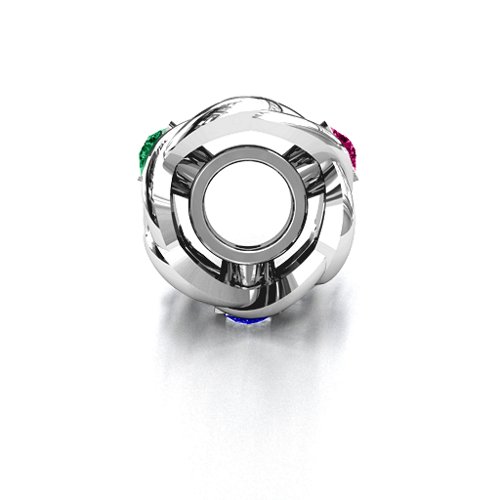 Infinity Locks with Stones Bracelet Charm – Sterling Silver with Emerald, Blue Sapphire, and Ruby