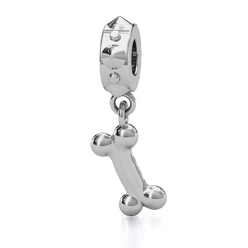 Engraved Dog Bone Bracelet Charm – Sterling Silver