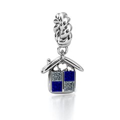 House of Love Bracelet Charm – Sterling Silver with Cubic Zirconia and Blue Sapphire