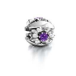 Coming up Daisies Bracelet Charm in 925 Sterling Silver with Amethyst