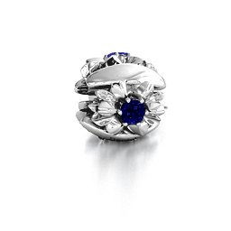 Coming up Daisies Bracelet Charm in 925 Sterling Silver with Blue Sapphire