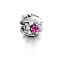Coming up Daisies Bracelet Charm in 925 Sterling Silver with Pink Tourmaline
