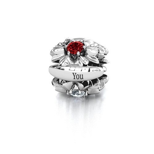 Coming up Daisies Bracelet Charm – Sterling Silver with Blue Topaz, Cubic Zirconia, and Garnet