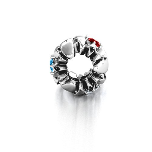 Coming up Daisies Bracelet Charm – Sterling Silver with Blue Topaz, Cubic Zirconia, and Garnet