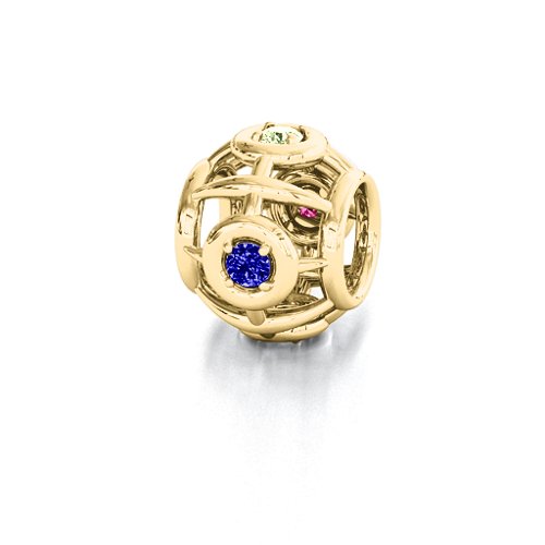 Portal Escapes Bracelet Charm – 10K Yellow Gold with Ruby, Emerald, Blue Sapphire, and Peridot