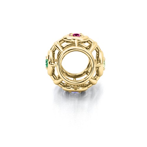 Portal Escapes Bracelet Charm – 10K Yellow Gold with Ruby, Emerald, Blue Sapphire, and Peridot