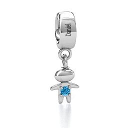 Happy Boy Bracelet Charm in 925 Sterling Silver with Blue Topaz