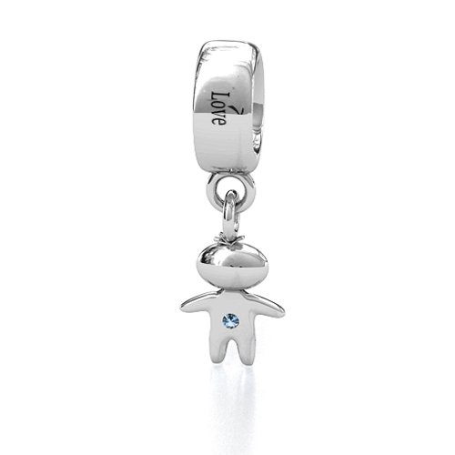 Happy Boy Bracelet Charm – Sterling Silver with Aquamarine