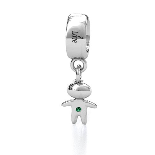 Happy Boy Bracelet Charm – Sterling Silver with Emerald