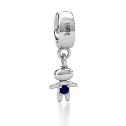 Happy Boy Bracelet Charm in 925 Sterling Silver with Blue Sapphire
