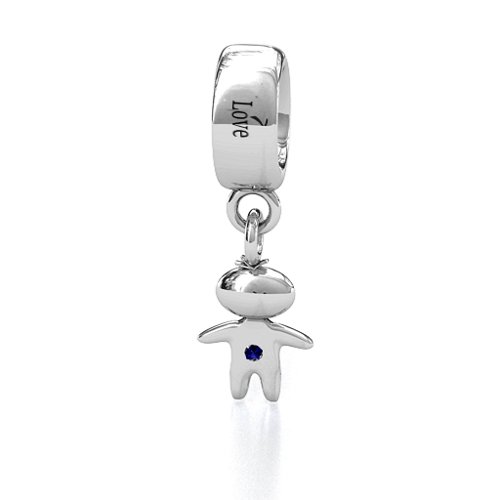 Happy Boy Bracelet Charm – Sterling Silver with Blue Sapphire