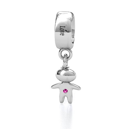 Happy Boy Bracelet Charm – Sterling Silver with Pink Tourmaline