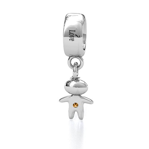 Happy Boy Bracelet Charm – Sterling Silver with Citrine