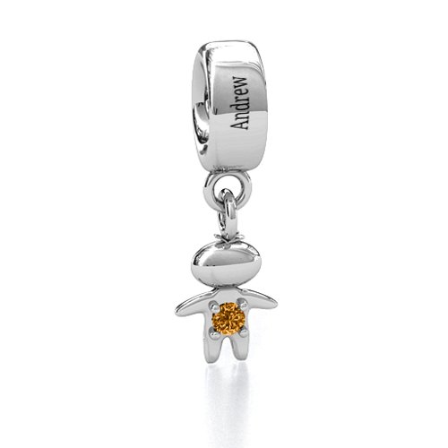 Happy Boy Bracelet Charm – Sterling Silver with Citrine